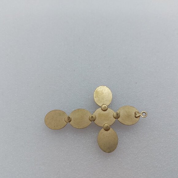 Vintage Gold Tone Amethyst Necklace 2" Cross Pendant - Picture 5 of 7